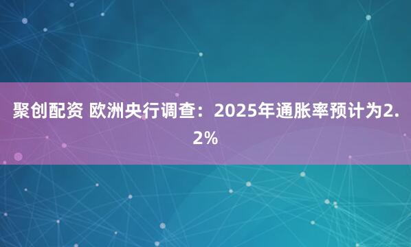 聚创配资 欧洲央行调查：2025年通胀率预计为2.2%