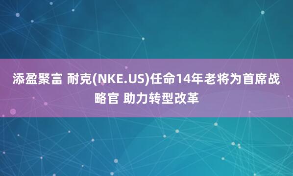 添盈聚富 耐克(NKE.US)任命14年老将为首席战略官 助力转型改革
